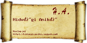 Hidvégi Anikó névjegykártya